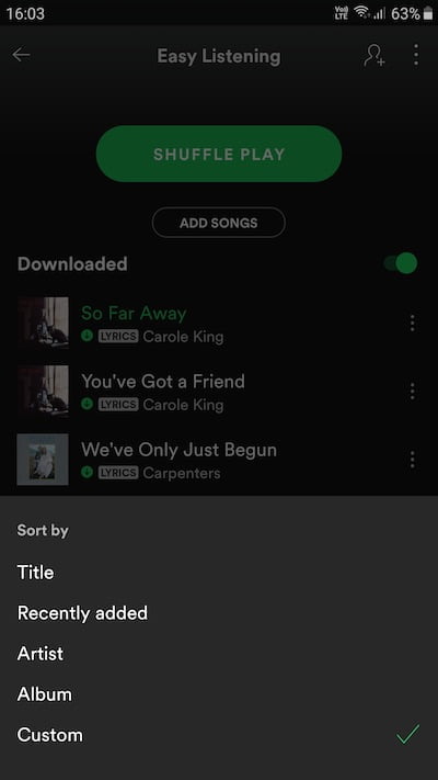 Cách sắp xếp danh sách phát Spotify