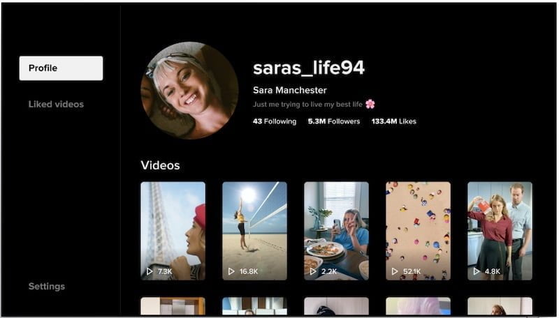 TikTok-Profile-on-the-Samsung-Smart-TV-app