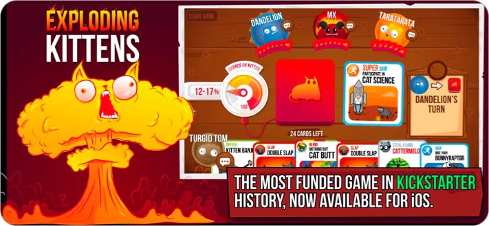 Trò chơi trả phí Exploding Kittens dành cho iPhone