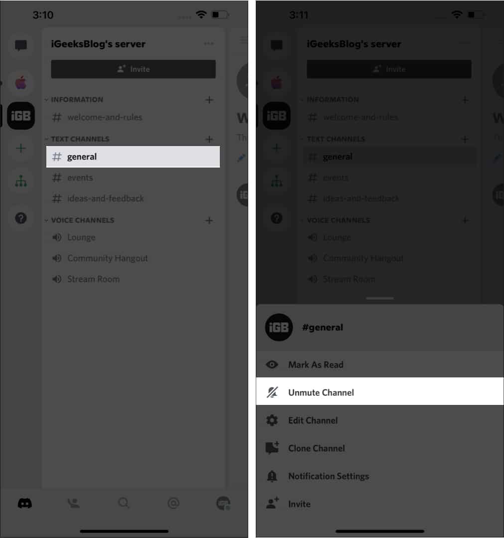 Bật kênh từ Discord trên iPhone