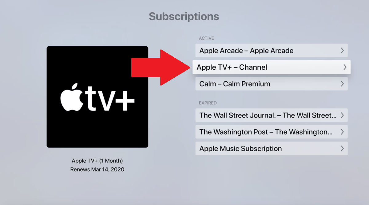 Màn hình cài đặt Apple TV