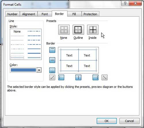 cách thay đổi màu đường viền trong excel 2010