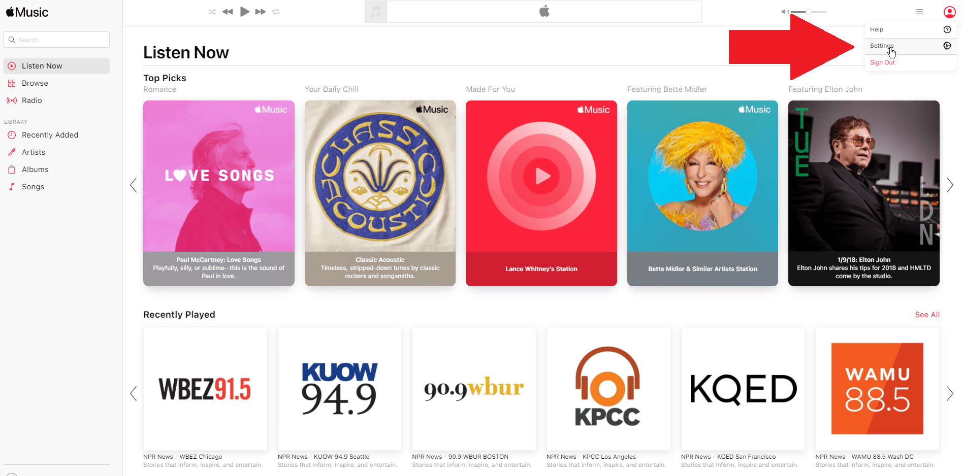 Trang web Apple Music