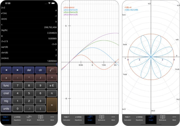 Ảnh chụp màn hình của ứng dụng máy tính EduCalc Classic dành cho iPhone và iPad