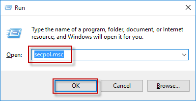 Nhập secpol.msc trong Run