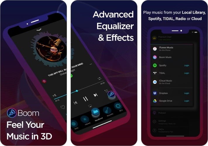 boom: ảnh chụp màn hình ứng dụng tăng cường âm trầm và bộ chỉnh âm cho iphone và ipad
