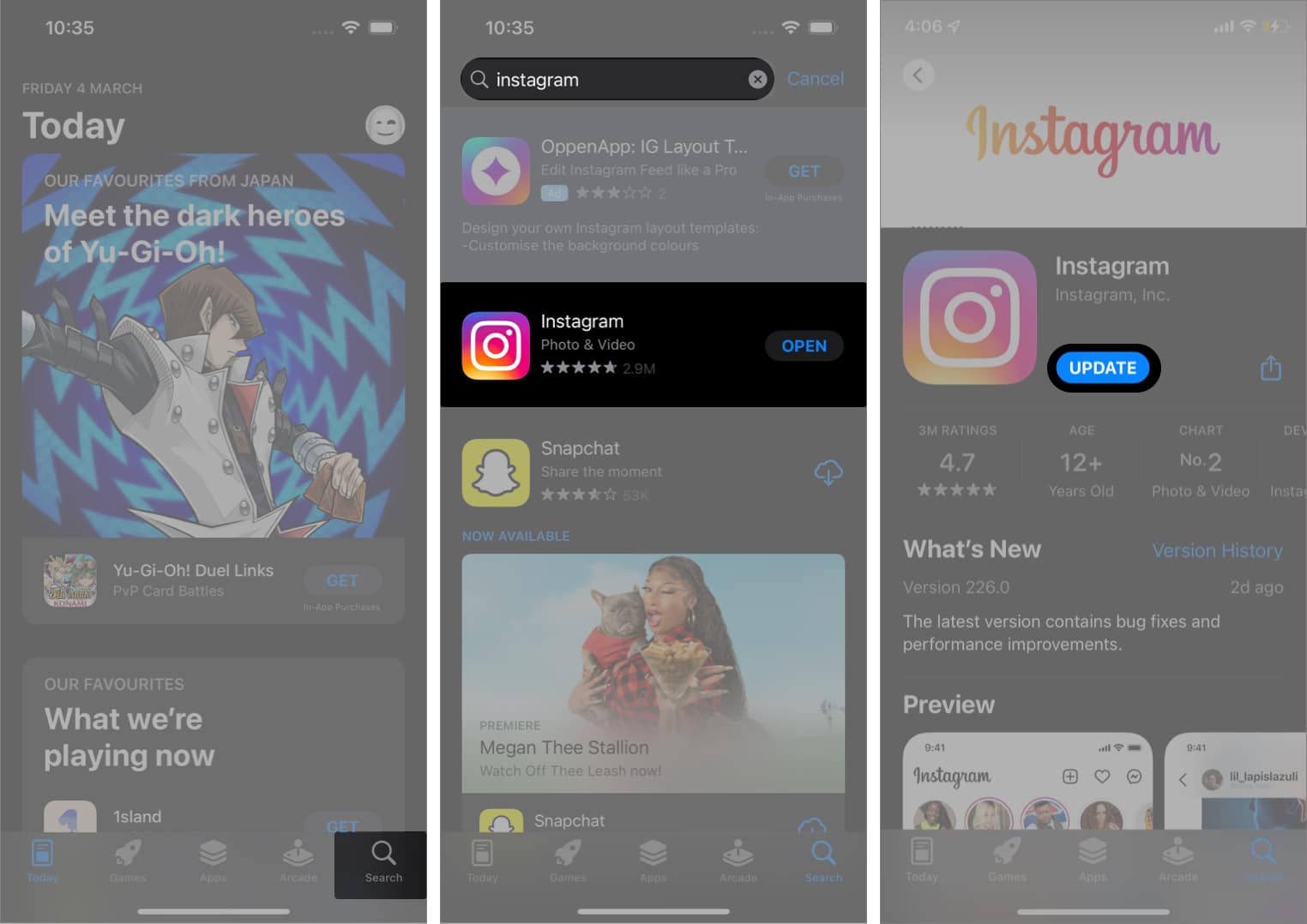 Cập nhật ứng dụng Instagram trên iPhone