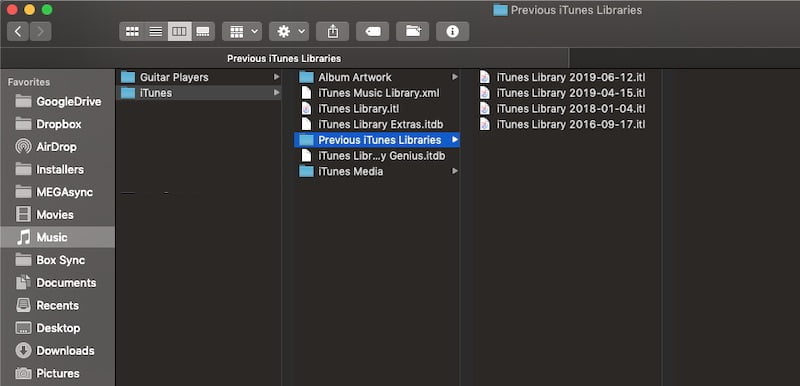 Tệp thư viện iTunes trên Macos