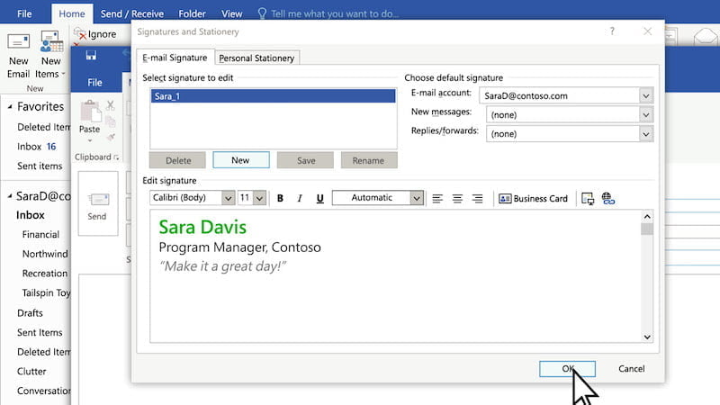 Cách tạo chữ ký email trong Outlook