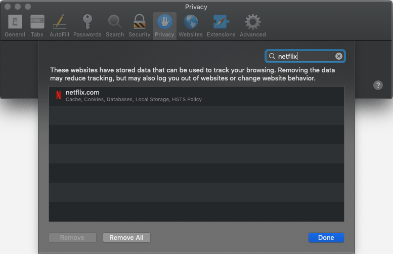 Xóa-Netflix-Trang web-Dữ liệu-trên Safari