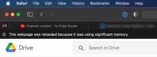 Trang web này đã được tải lại vì nó đang sử dụng bộ nhớ đáng kể-safari-browser-mac-error