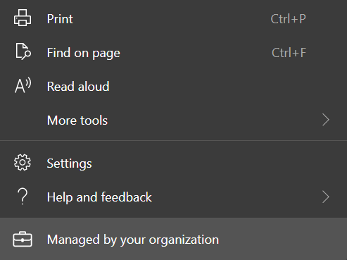 Được quản lý bởi-tổ chức của bạn-vấn đề-trong-trình duyệt Microsoft Edge